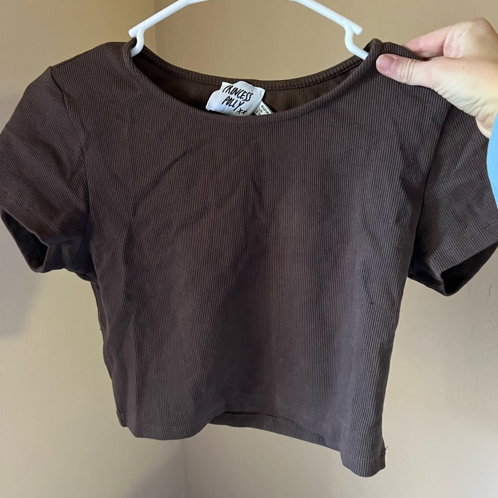 Princess Polly Cropped T-Shirt Brown